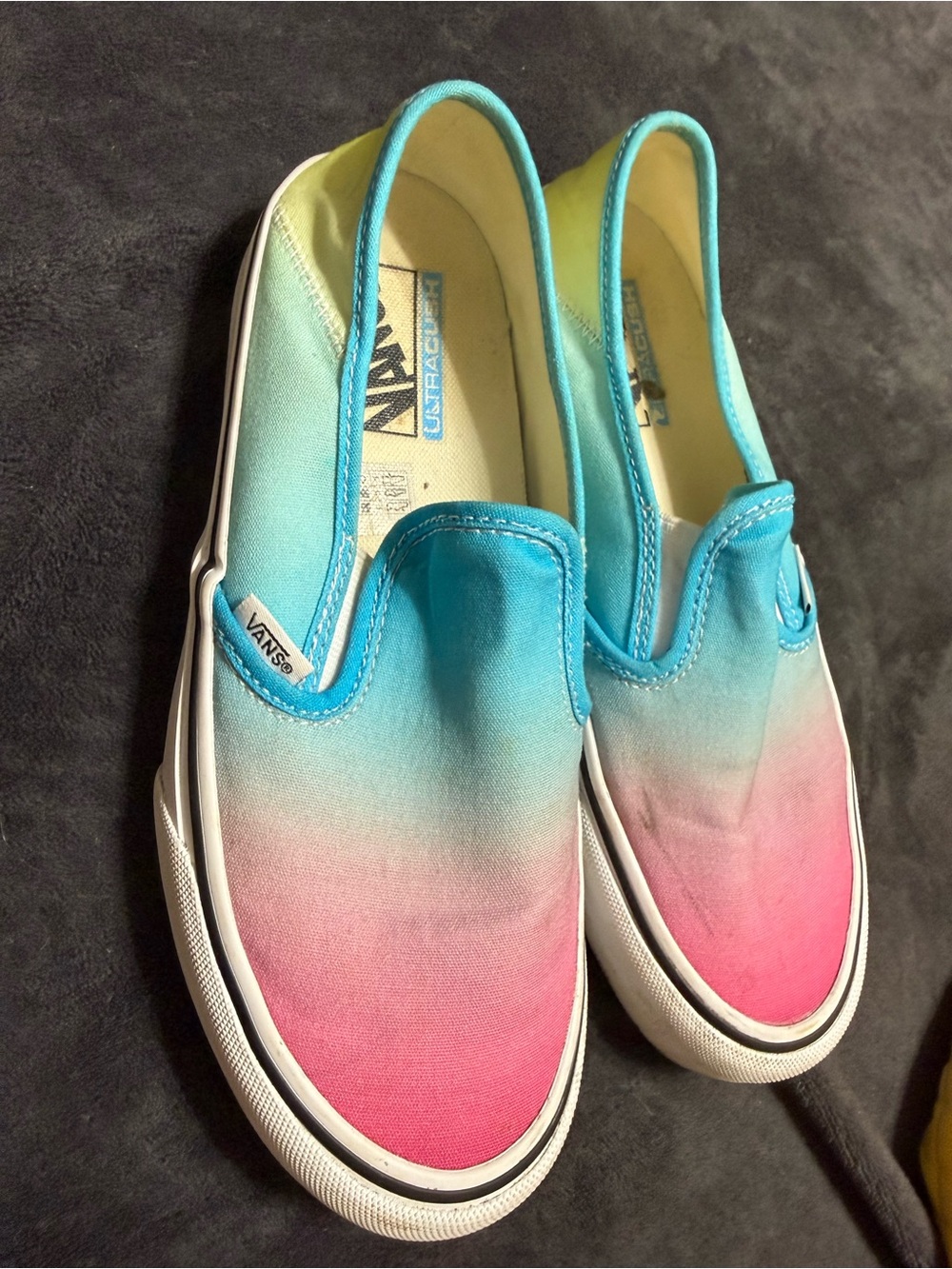 Vans Women’s Slip-On Gradient Pink Turquoise Canvas Sneakers